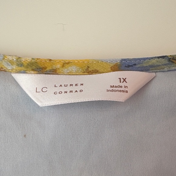 LC Lauren Conrad Blue & Yellow Floral Ruffled Maxi Dress Size 1X - Picture 6 of 14